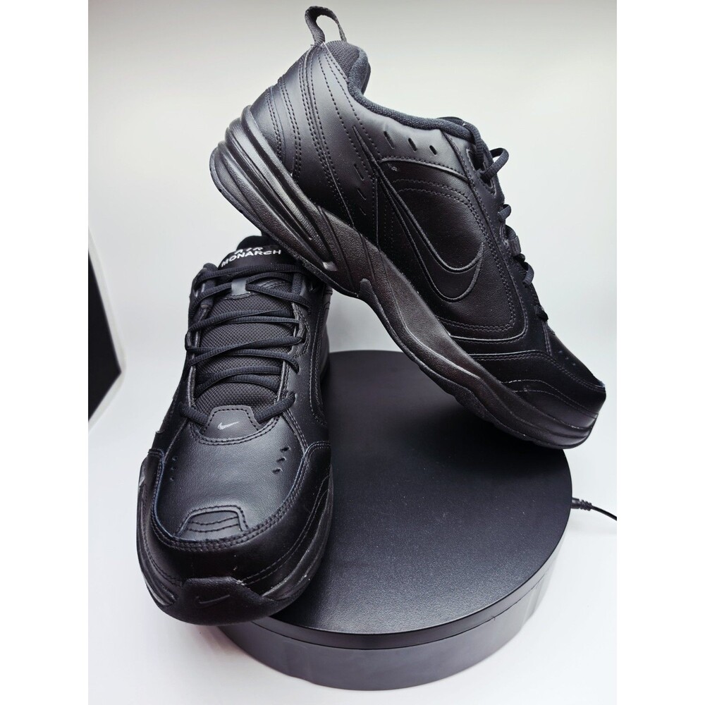 Nike Air Monarch IV Black/Black Men’s Low Top Lace-Up Sneaker 4E 416355-001 - Picture 2 of 5